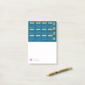 2026 Kalender Firmenlogo & Kontaktinformationen Aq Post-it Klebezettel (Auf Schreibtisch)