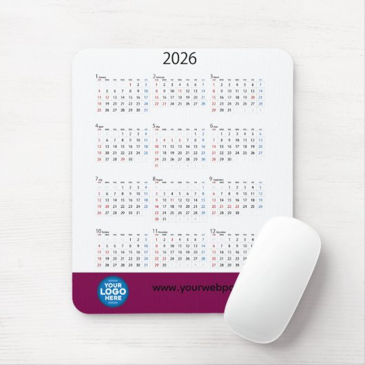 2026 Kalender-Firmenlogo-Maus-Pad Mousepad (Mit Mouse)