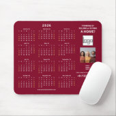 2026 Kalender Firmenlogo QR-Code Burgunder Foto Mousepad (Mit Mouse)