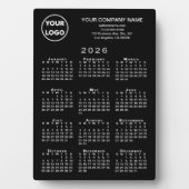 2026 Kalender Firmenlogo Text Schwarzer Desktop Fotoplatte (Vorderseite)