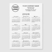 2026 Kalender Firmenlogo Text White Magnet Card (Vorderseite)