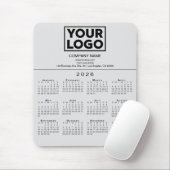 2026 Kalender Firmenlogo und Text auf Grau Mousepad (Mit Mouse)