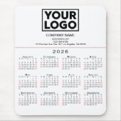 2026 Kalender - Firmenlogo und Text auf Weiß Mousepad (Vorne)