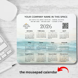 2026 Kalender Firmenname Logo QR Code Maus-Pad Mousepad