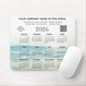 2026 Kalender Firmenname Logo QR Code Maus-Pad Mousepad (Mit Mouse)