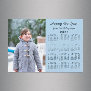 2026 Kalender Foto Frohes Neues Jahr hell blau Magnetkarte
