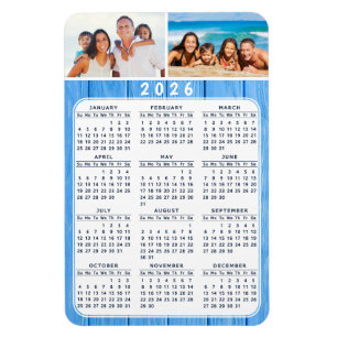 2026 Kalender Foto Magnet für Kühlschrank Blue