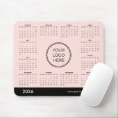 2026 Kalender für hellrosa Firmenlogos Mousepad (Mit Mouse)