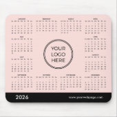 2026 Kalender für hellrosa Firmenlogos Mousepad (Vorne)