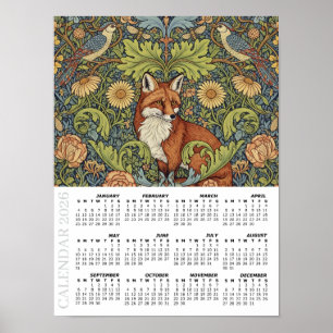 2026 Kalender, Gartenfuchs, Wiedehopf, William Mor Poster