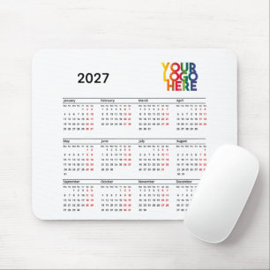 2026 Kalender Geschäft Logo Firmenbüro Weiß Mousepad