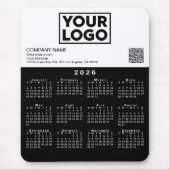 2026 Kalender Geschäft Logo QR Code Schwarz Weiß Mousepad (Vorne)
