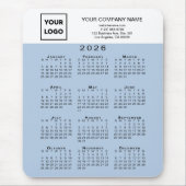 2026 Kalender Geschäft Logo Text Hellblau Mousepad (Vorne)