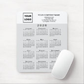 2026 Kalender Geschäft Logo Text Hellgrau Weiß Mousepad (Mit Mouse)