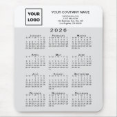 2026 Kalender Geschäft Logo Text Hellgrau Weiß Mousepad (Vorne)