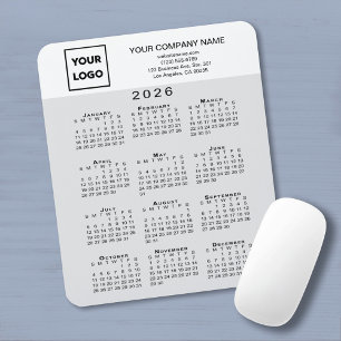 2026 Kalender Geschäft Logo Text Hellgrau Weiß Mousepad