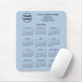 2026 Kalender Geschäft Logo und Text auf Hellblau Mousepad (Mit Mouse)