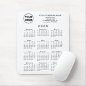 2026 Kalender Geschäft Logo und Text auf Weiß Mousepad (Mit Mouse)
