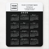 2026 Kalender Geschäft Logo und Text Schwarz Weiß Mousepad (Vorne)