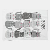 2026 Kalender Graue Katzen Geschirrtuch (Horizontal)