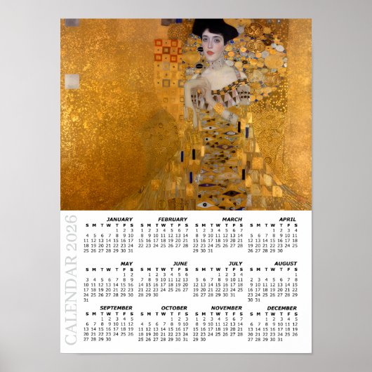 2026 Kalender, groß, Adele, Dame in Gold / Klimt Poster (Vorne)