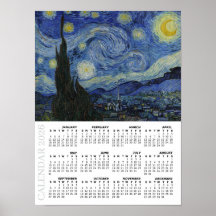 2026 Kalender, groß, Sternennacht / Van Gogh