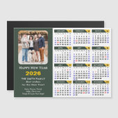 2026 Kalender grünes Minimalistisches Foto Magneti Magnetkarte (Vorne/Hinten)