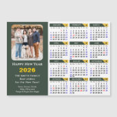 2026 Kalender grünes Minimalistisches Foto Magneti Magnetkarte (Vorderseite)