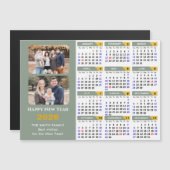 2026 Kalender grünes Minimalistisches Foto Magneti Magnetkarte (Vorne/Hinten)