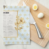 2026 Kalender Handtuch Blau Fleur de Lis Pariser  (Viertel Falte)