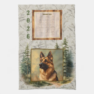 2026 Kalender Handtuch Deutscher Schäferhund Wald 