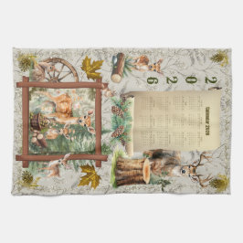 2026 Kalender Handtuch Hirsch Buck Pinecones Acorn