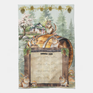 2026 Kalender Handtuch Süße Streifenhörnchen