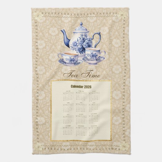 2026-Kalender-Handtuch Teezeit oder benutzerdefini Geschirrtuch (Vertikal)