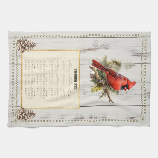 2026 Kalender Handtuchhalter-Kardinal Geschirrtuch (Horizontal)