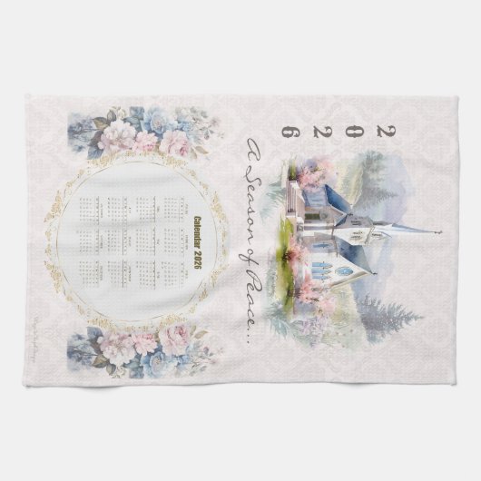 2026 Kalender Handtuchskirche Eine Friedenszeit Geschirrtuch (Horizontal)