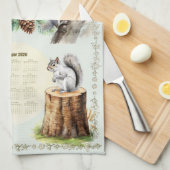 2026 Kalender Handtuchtücher Eichhörnchen Acorns G Geschirrtuch (Viertel Falte)