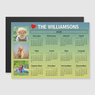 2026 Kalender Hellblauer Foto-Collage-Magnet Magnetkarte
