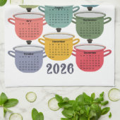 2026 Kalender Küche Geschmackvolles Kochgeschirr Geschirrtuch (Gefaltet)
