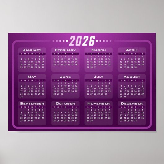 2026 Kalender Lila Poster (Vorne)