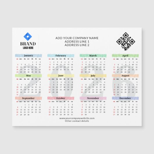 2026 Kalender Logo QR Code Moderne Geschäftswerbun Magnetkarte (Vorderseite)