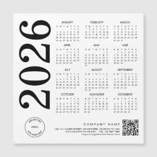 2026 Kalender-Logo QR-Code Schwarz-Weiß-Geschäft Magnetkarte