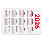 2026 Kalender Magnet | Rot Schwarz Grau Weiß (Horizontal)