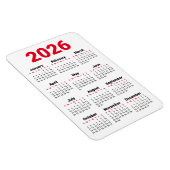 2026 Kalender Magnet | Rot Schwarz Grau Weiß (Rechte Seite)