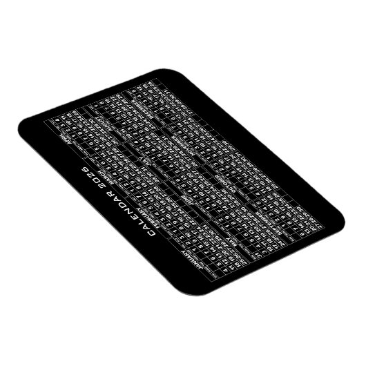 2026 Kalender Magnet Schwarz (Rechte Seite)
