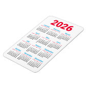 2026 Kalender Magnet | Thema: Chicago-Flaggenfarbe (Linke Seite)