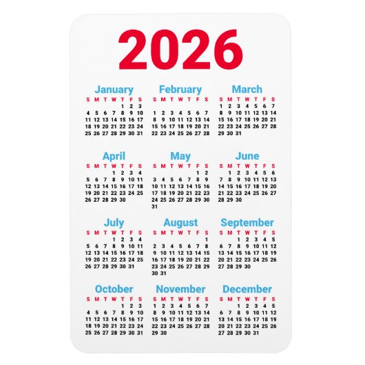2026 Kalender Magnet | Thema: Chicago-Flaggenfarbe (Vertikal)