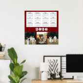 2026 Kalender mit Burgunder Hintergrund Poster (Heimbüro)