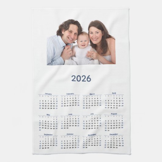 2026 Kalender mit eigenem Foto Geschirrtuch (Vertikal)