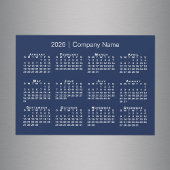 2026 Kalender mit Firmenname Navy Blue Magnet